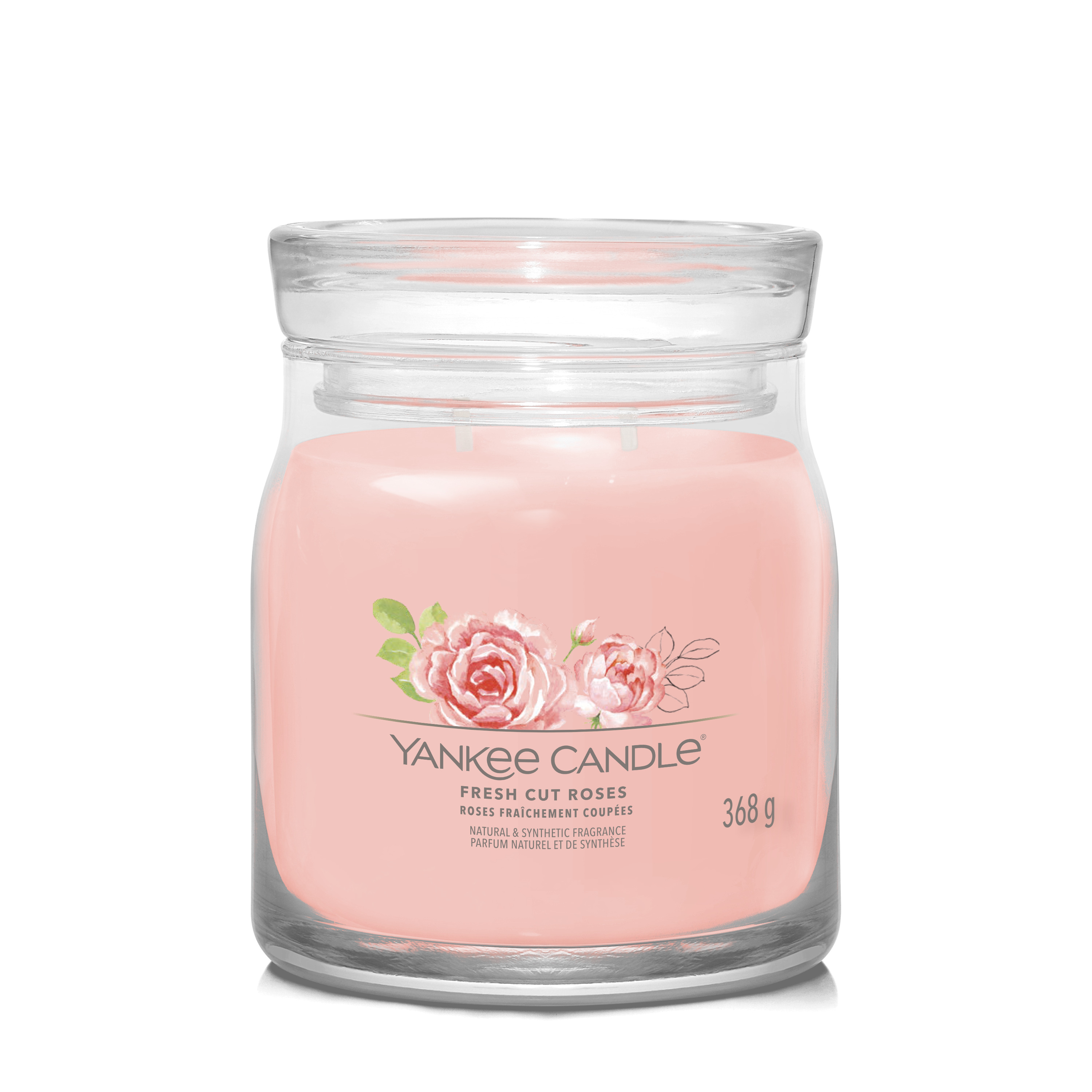 Ароматическая свеча Yankee Candle Signature средняя 2 фитиля, Свежесрезанные розы 369 гр