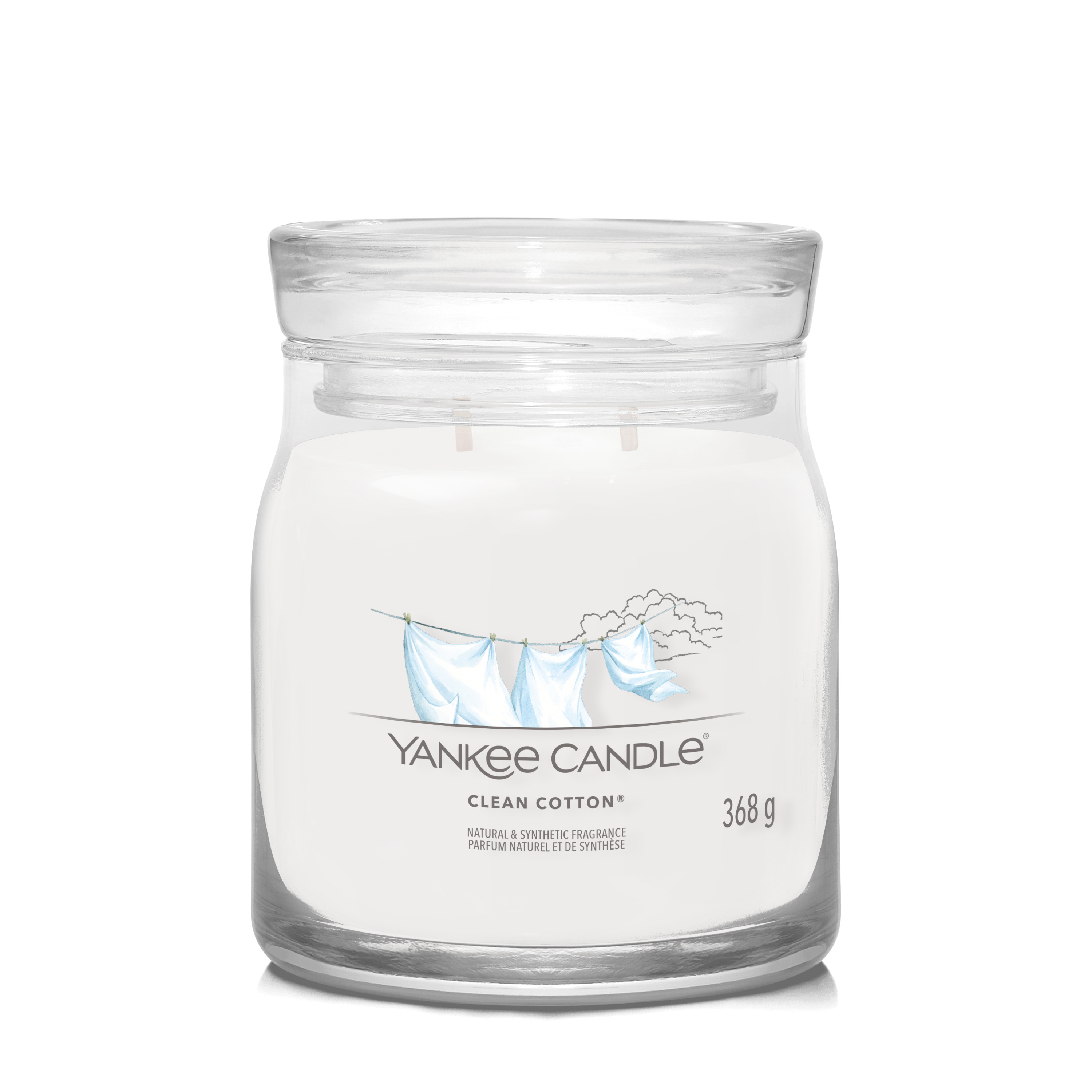 Ароматическая свеча Yankee Candle Signature средняя 2 фитиля, Чистый хлопок 369 гр